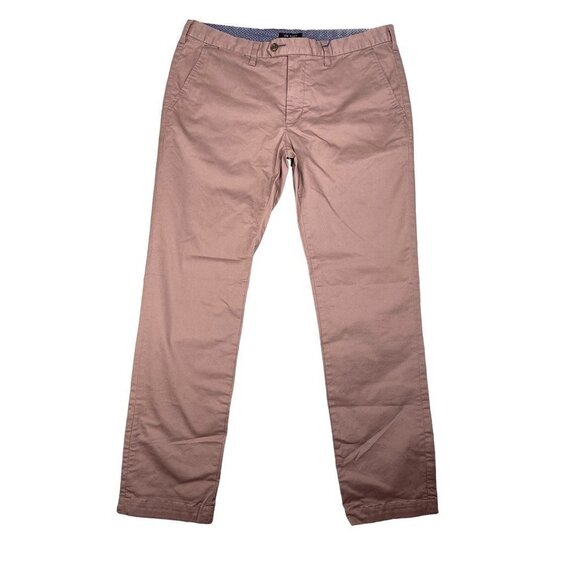 Ted Baker Men's Seenchi Chino Pants Pink Pockets Twill Flat Front Stretch 36R - Picture 2 of 8